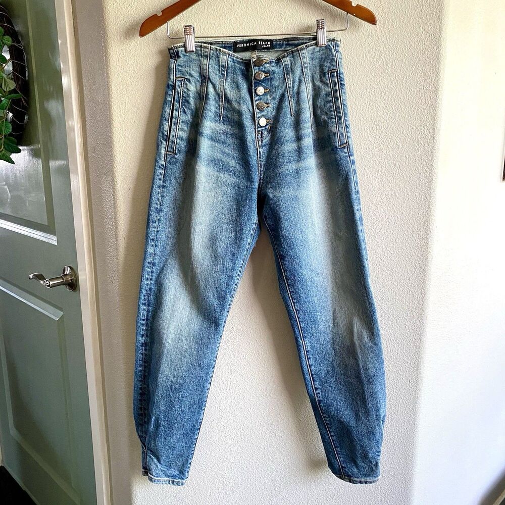 Veronic Beard Nita Peg Leg High Rise Barrel Jeans Button Fly Size 25/0
